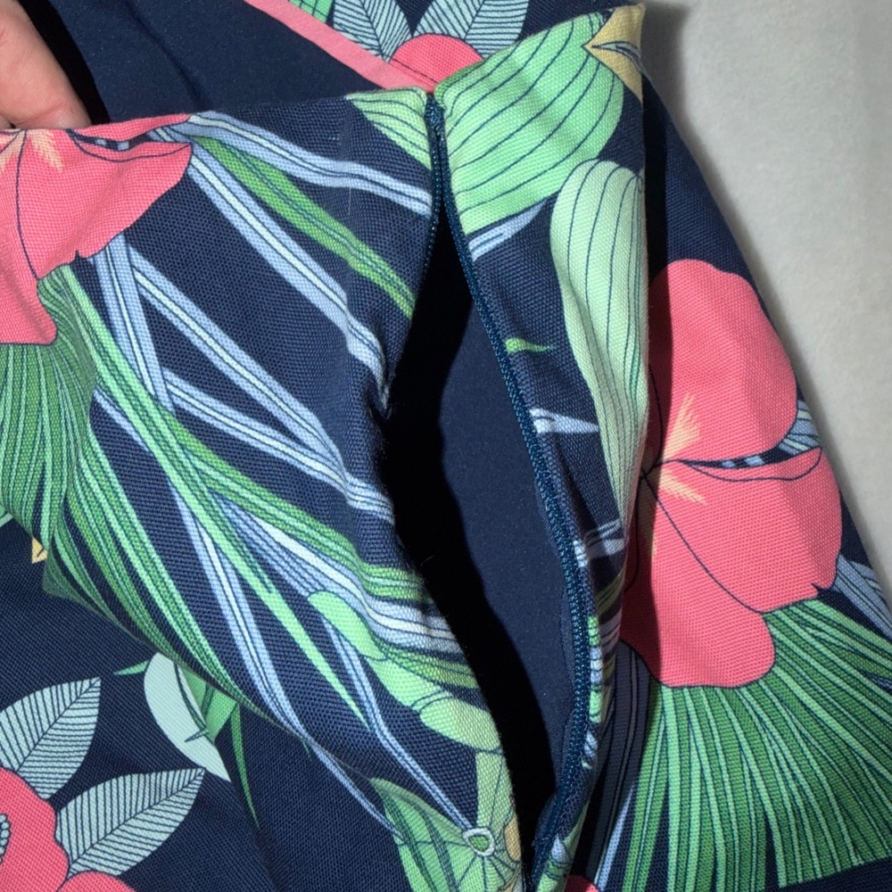 Talbots Womens Navy Blue Tropical Hibiscus Floral A-Line Mini Skirt Size 10 - Picture 6 of 7